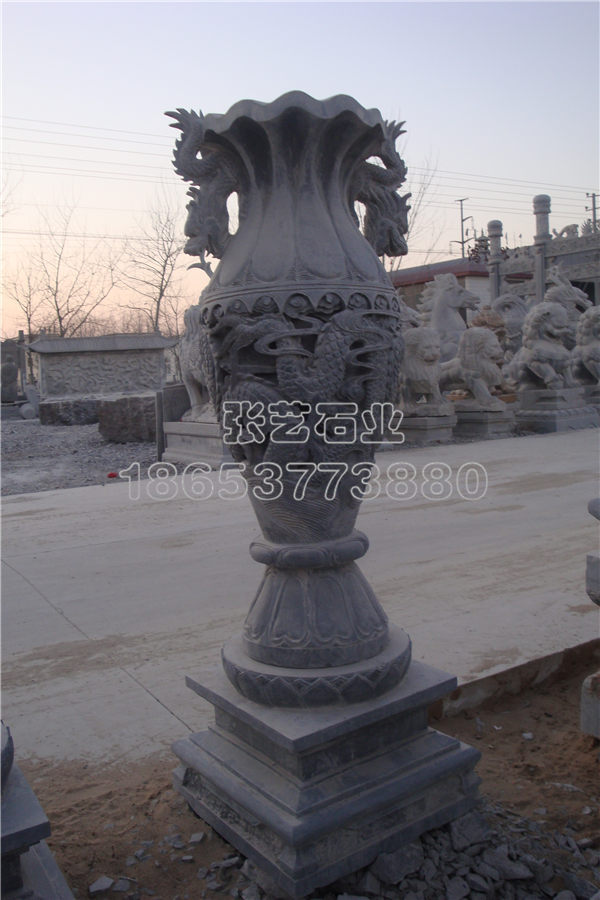 博物館門口石雕花瓶加工定制