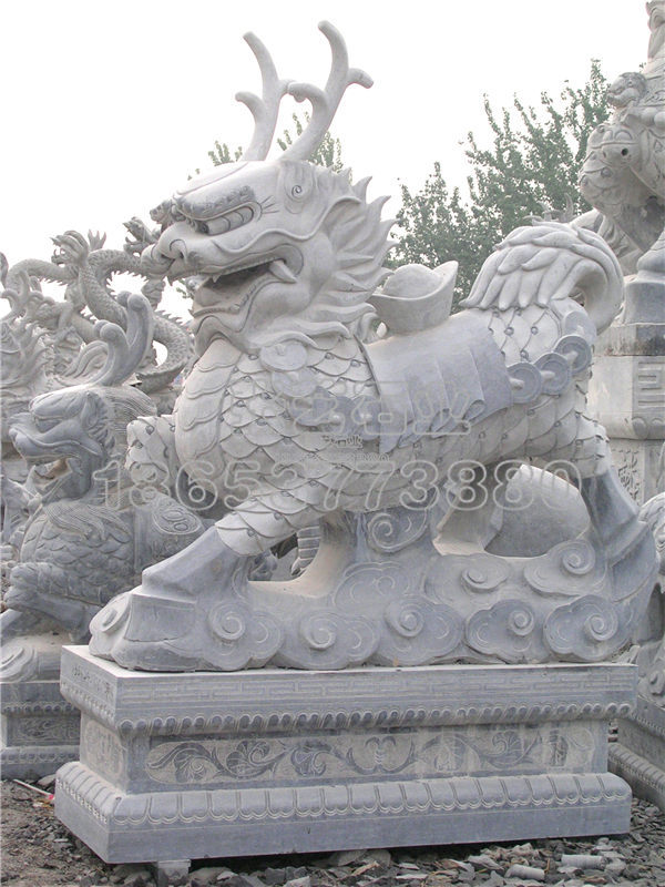 石雕動物,石雕麒麟獻寶