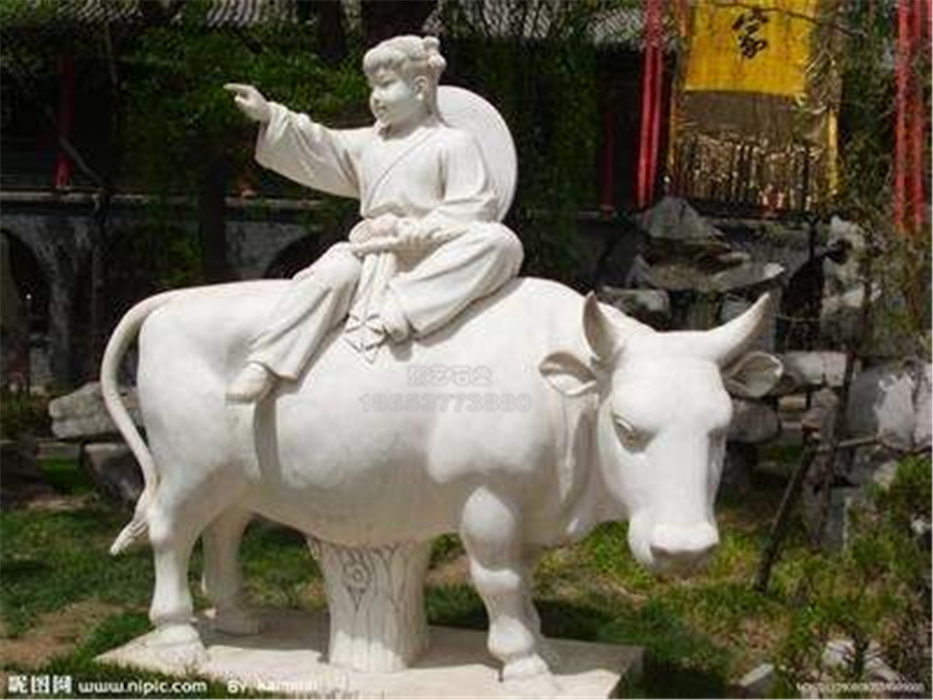 牧童遙指杏花村石雕人物像