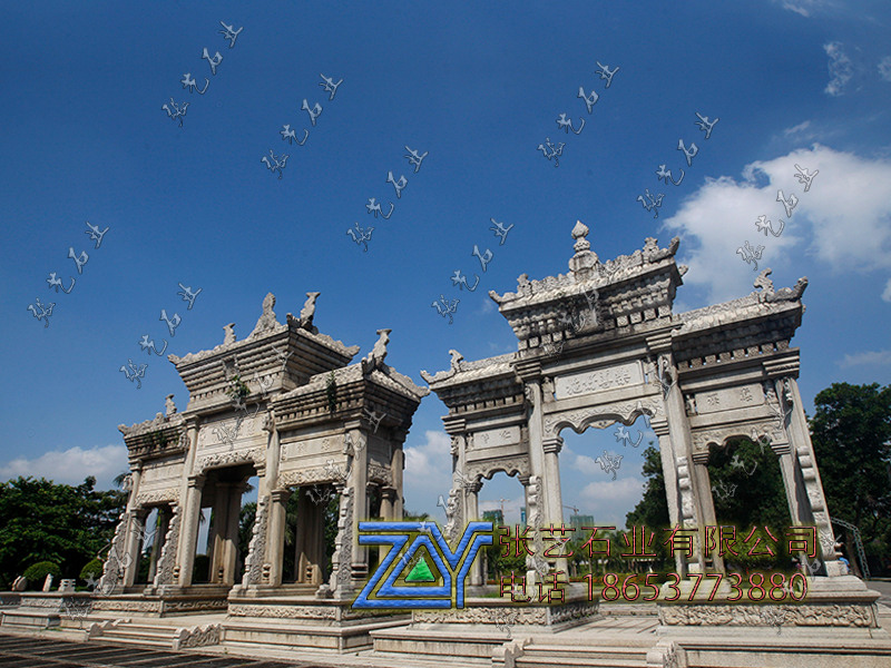 古建筑花崗巖石牌坊古色古香牌樓定制廠家