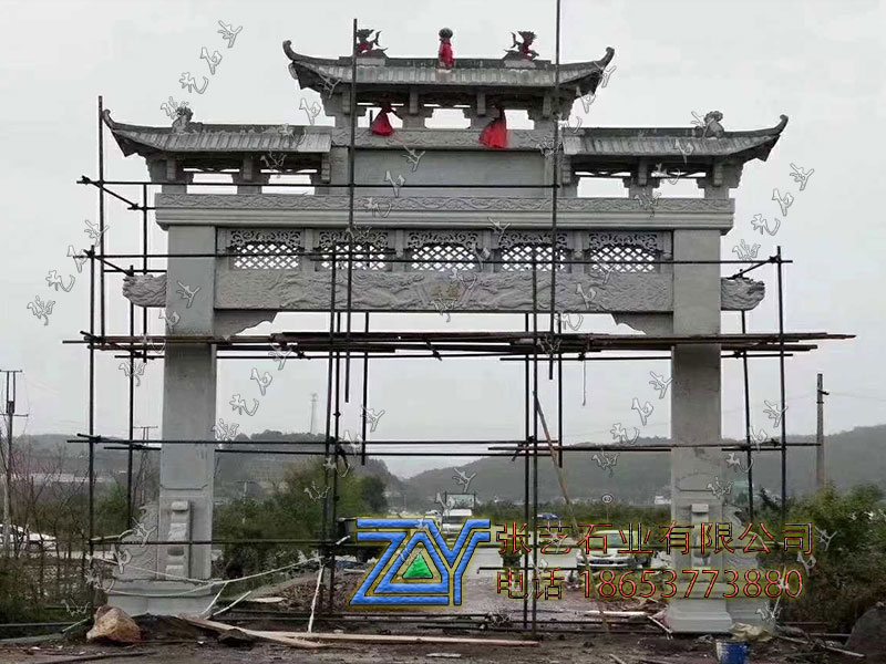 芝麻白單門三樓石牌坊