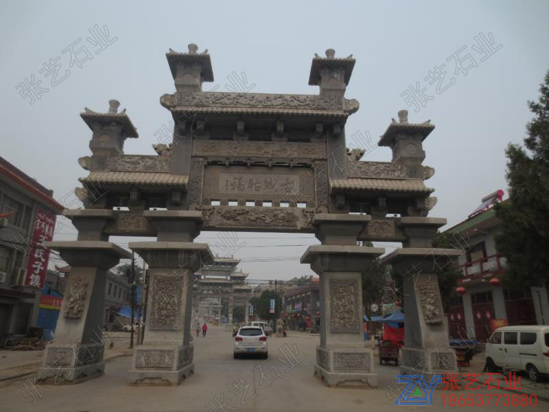 古建筑石牌坊設計-石牌樓施工圖片-石大門