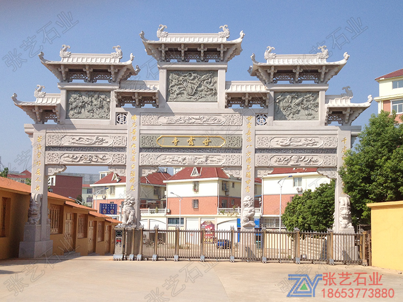 寺廟花崗巖石門樓 