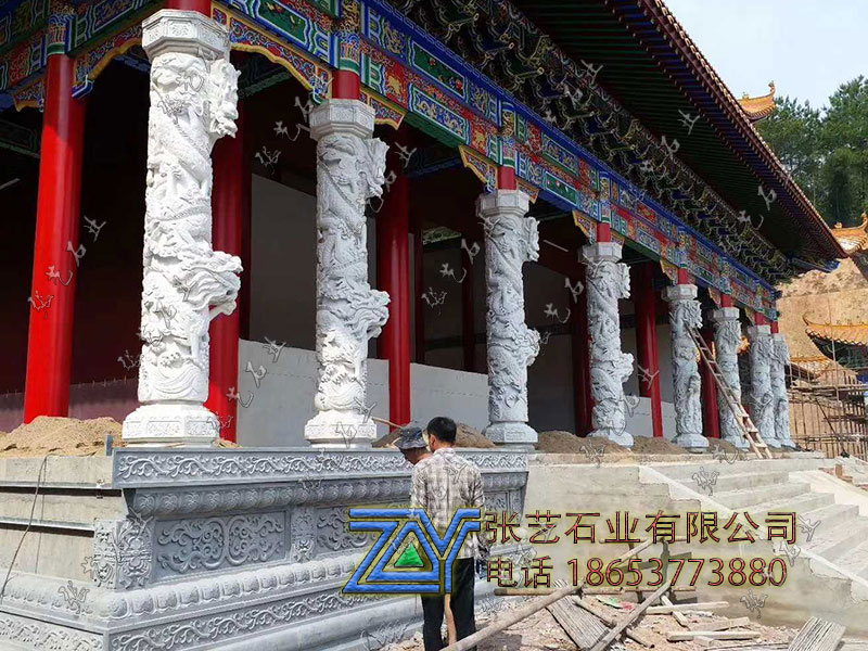 漢白玉宗祠石龍柱