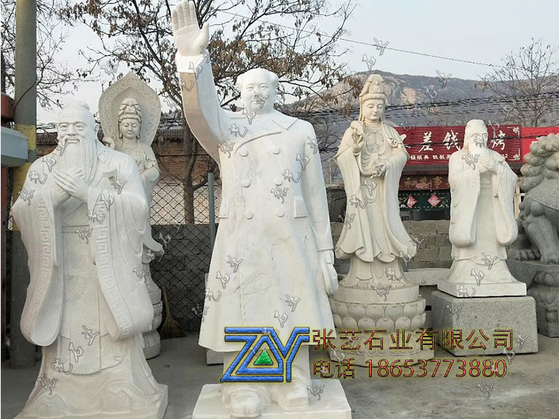 漢白玉毛澤東偉人像-揮手之間