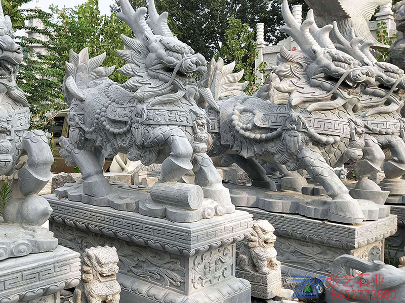 精品青石石雕麒麟-石雕動物